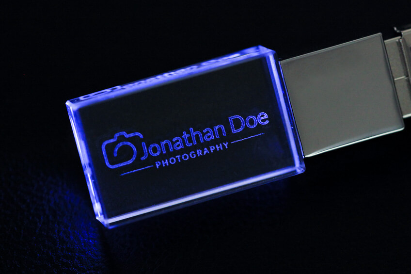 Crystal USB drives with blue light
